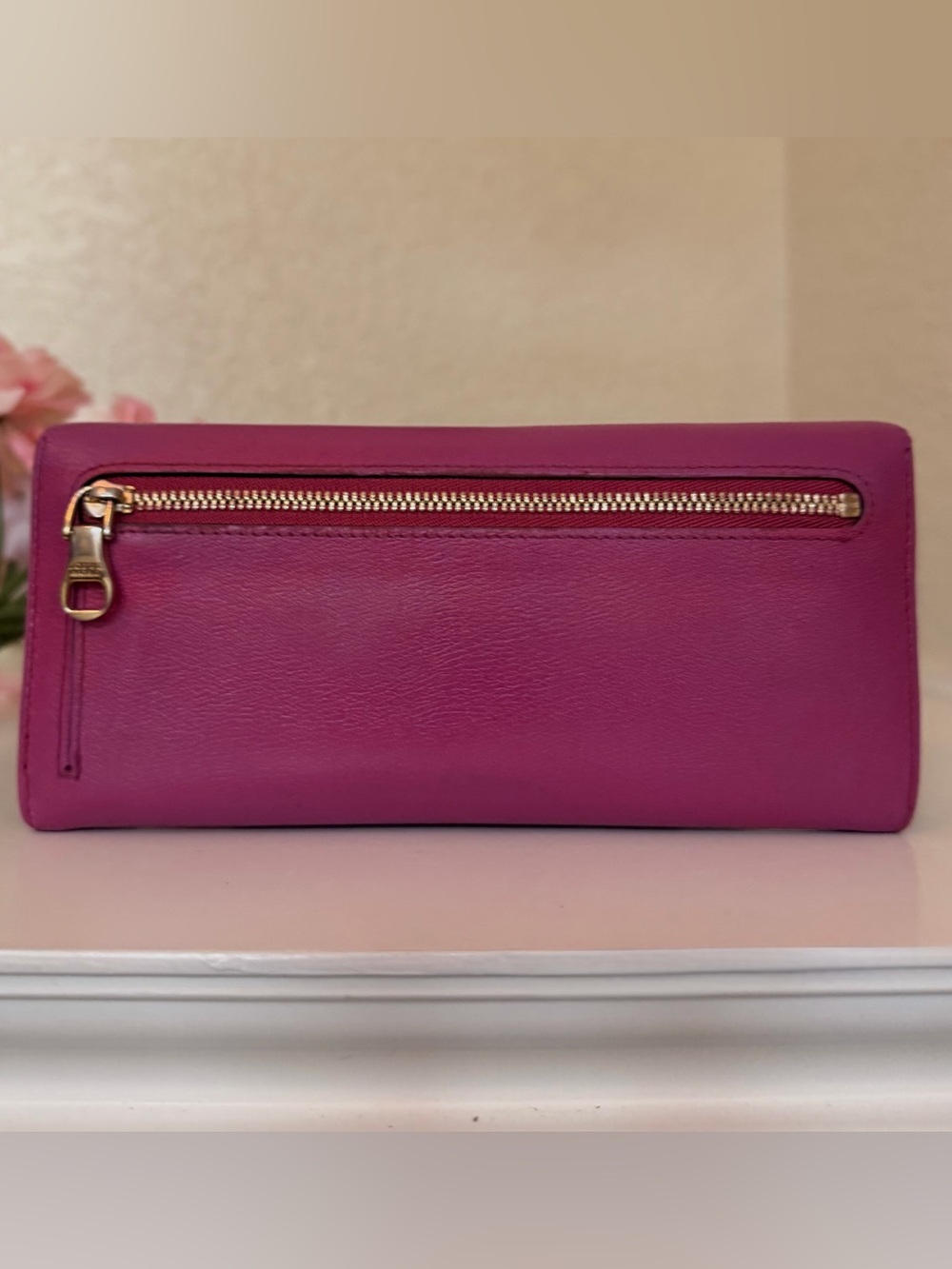 Loewe Anagram Leather Continental Flap Long Wallet Fuchsia - Picture 8 of 16